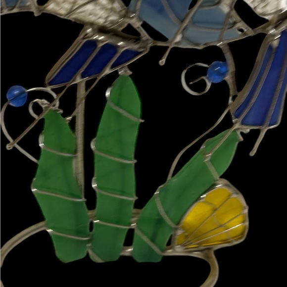 Multi-Colored Stained Glass Mosaic Fish Figurine/Art on Metal Stand - Picture 6 of 11